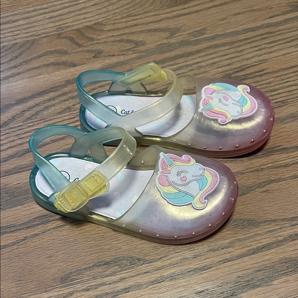 Cat & Jack Unicorn Sandals - glitter Pink sandals - Picture 3 of 11